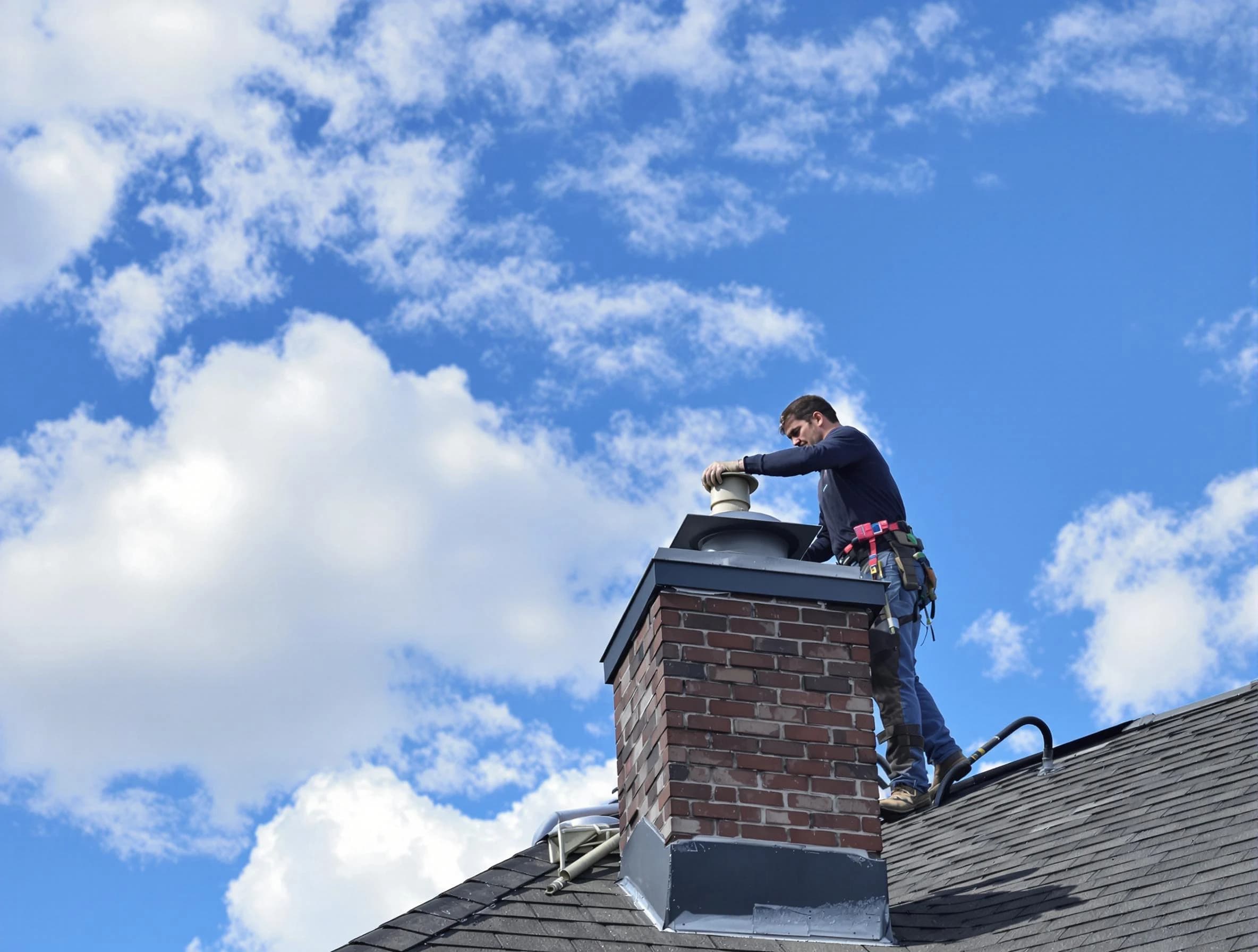 Murray Chimney Sweep installing a sturdy chimney cap in Murray, UT