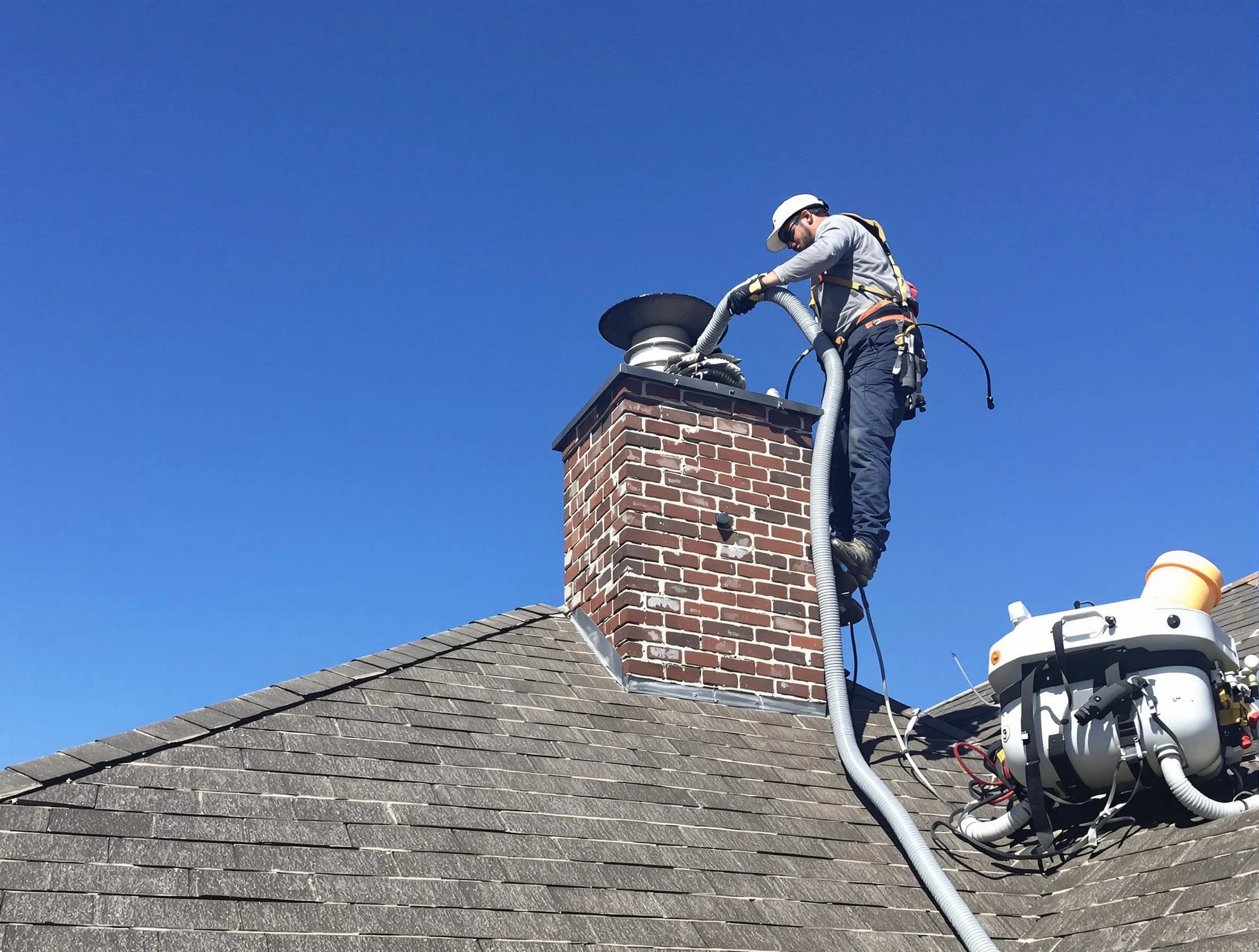 Dedicated Murray Chimney Sweep team member cleaning a chimney in Murray, UT