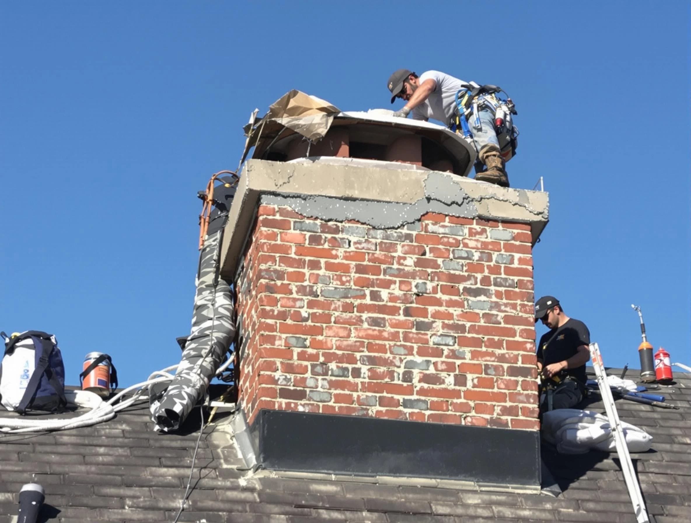 Murray Chimney Sweep installing a custom chimney crown in Murray, UT