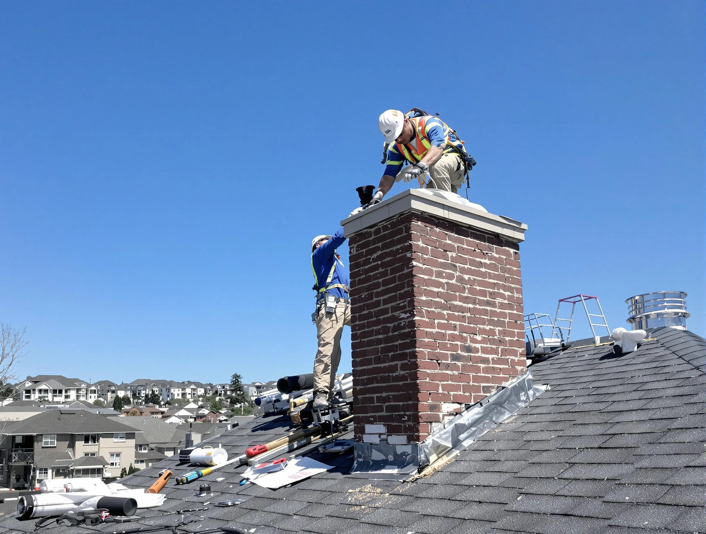 Murray Chimney Sweep repairing a chimney crown in Murray, UT