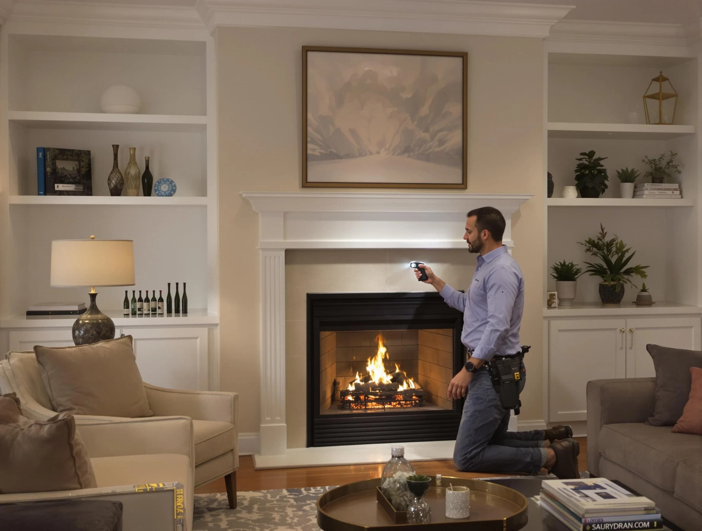 Murray Chimney Sweep conducting a fireplace safety inspection in Murray, UT