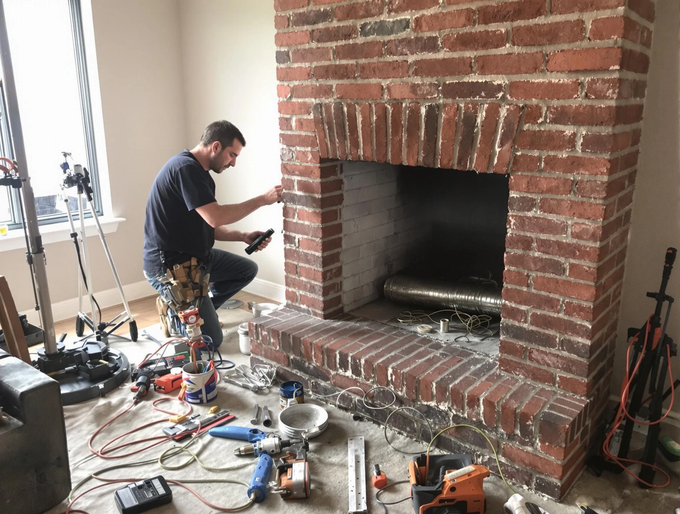 Murray Chimney Sweep specialist finalizing chimney liner service in Murray, UT